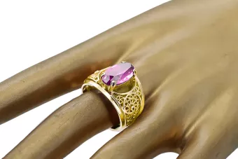 14K Yellow gold Amethyst Ring Vintage craft vrc057y